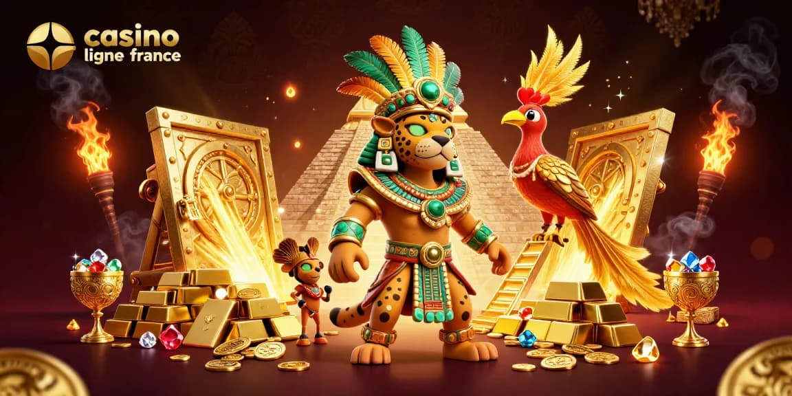 Jouez au casino en ligne France avec une illustration de jaguar et trésor doré.