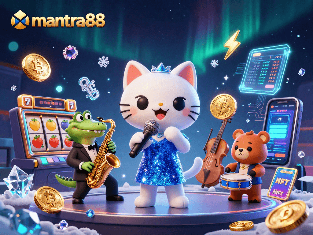 Experience the excitement of mantra88 with colorful slot symbols enhancing this vibrant casino scene.