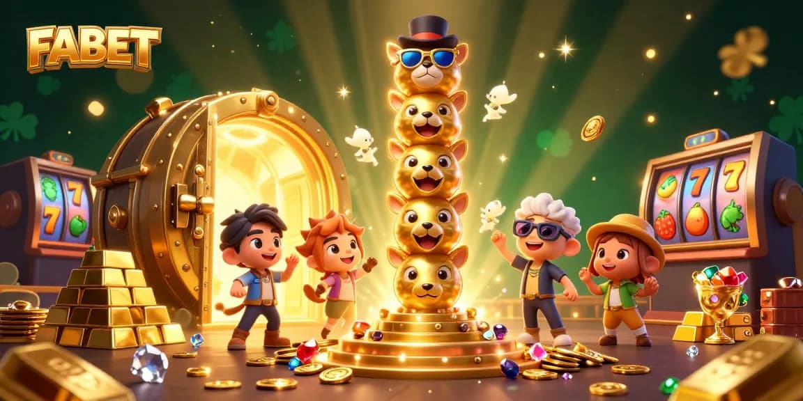 Experience thrilling wins at FABET with an engaging 3D casino illustration showcasing vibrant elements.