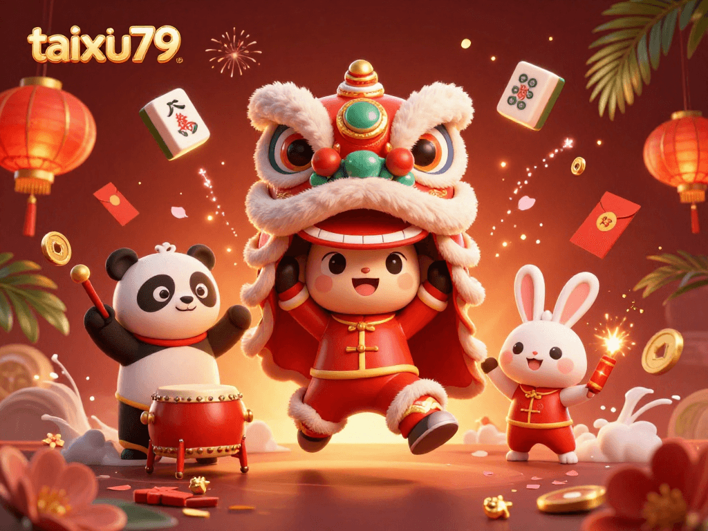 Experience thrilling action with taixiu79 in this festive 3D illustration featuring gaming elements and vibrant characters.