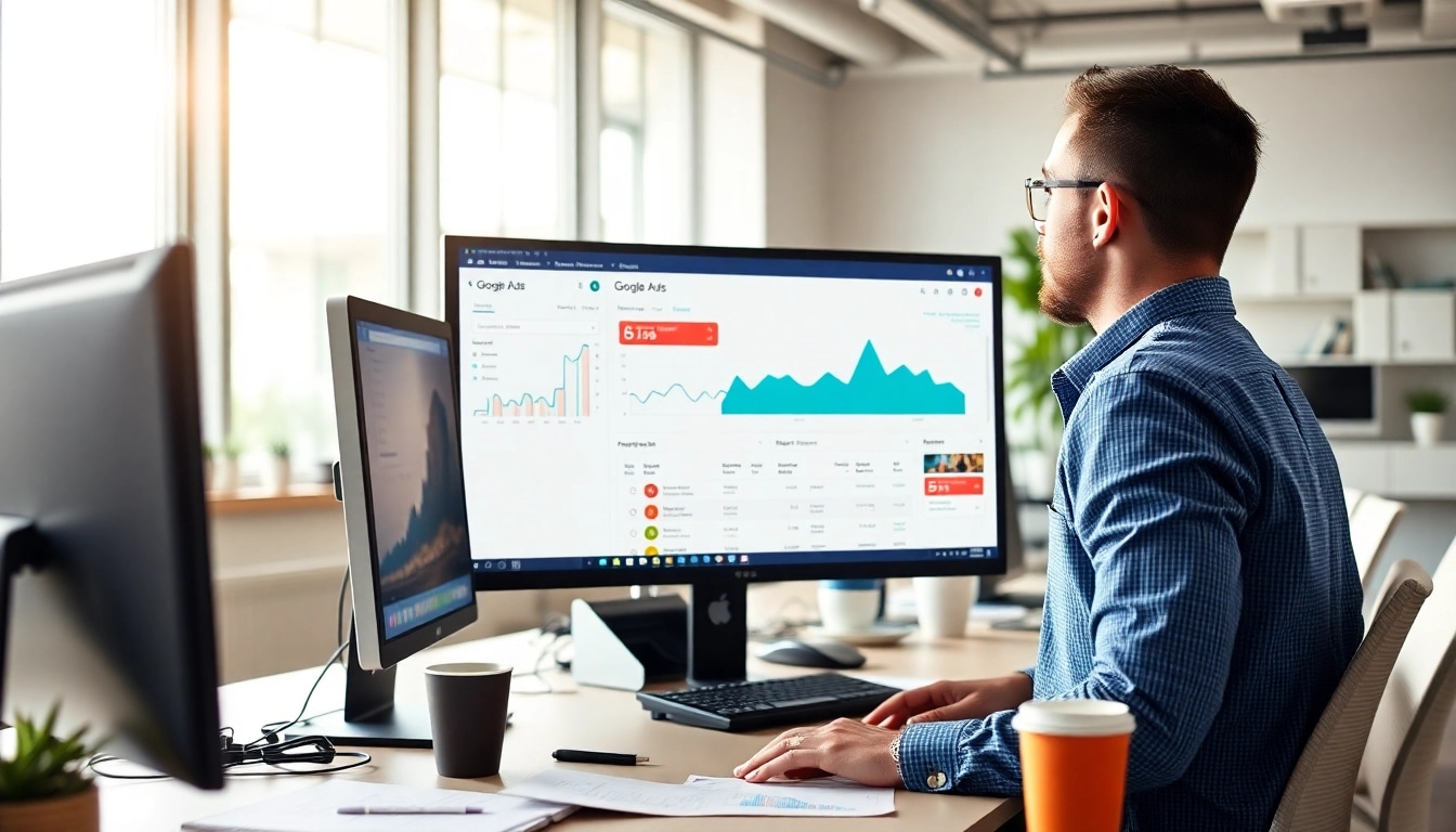 Engaging view of a team working at a google ads agency Melbourne, analyzing performance metrics.