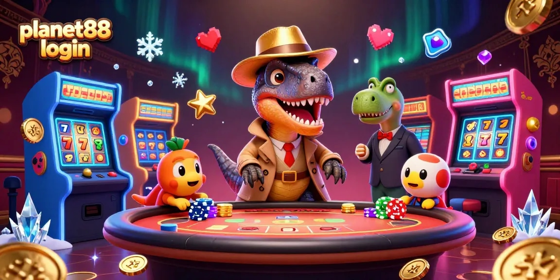 Experience the thrill of gaming with planet88 login at the casino, featuring vibrant 3D characters and slot action.