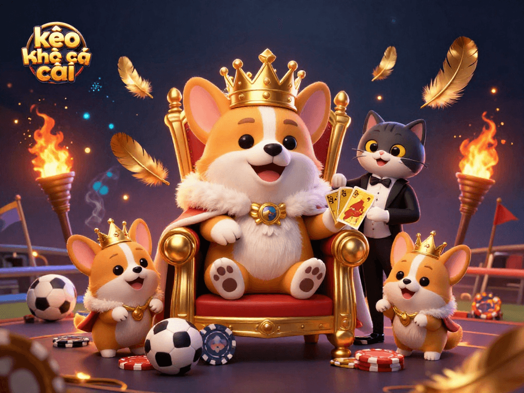 Bet on kèo nhà cái with a royal corgi and a sports betting scene full of energy
