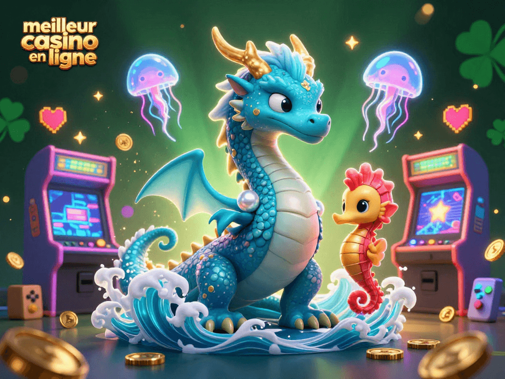 Découvrez le meilleur casino en ligne avec un dragon aquatique et des machines à sous colorées.