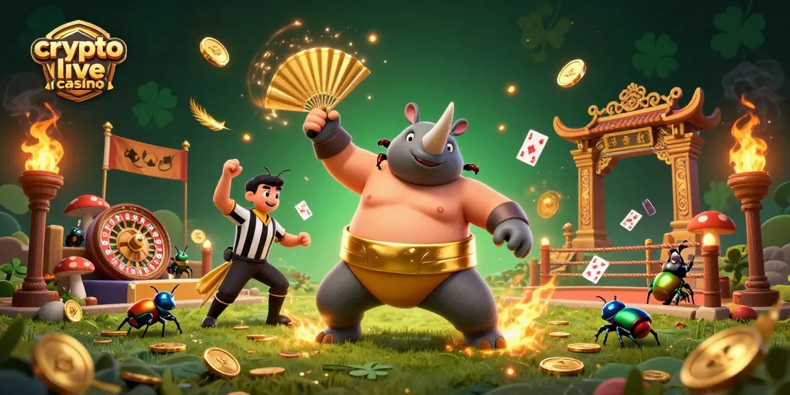 Disfruta de un emocionante juego en crypto live casino con el campeón de sumo de escarabajo en acción.