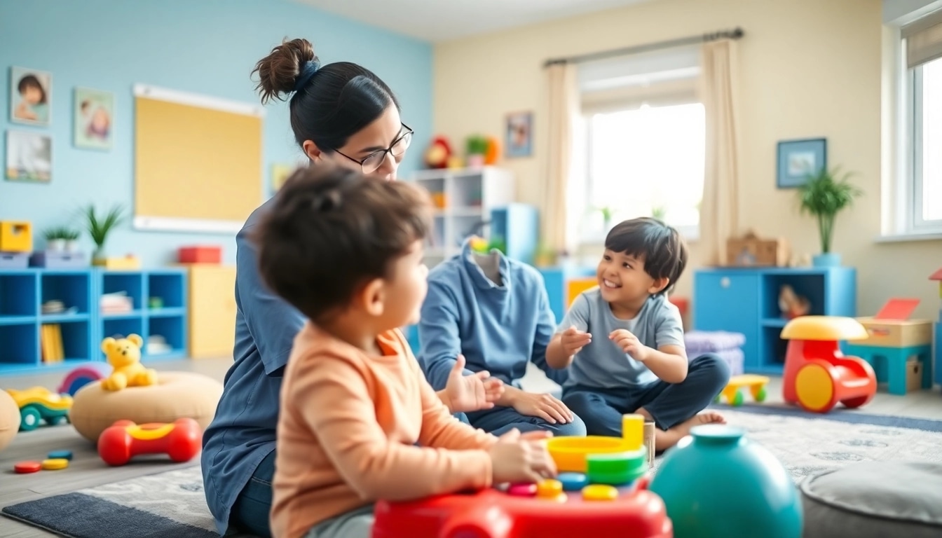 Child engaging in ABA therapy in Livonia with a therapist in a bright and colorful room.