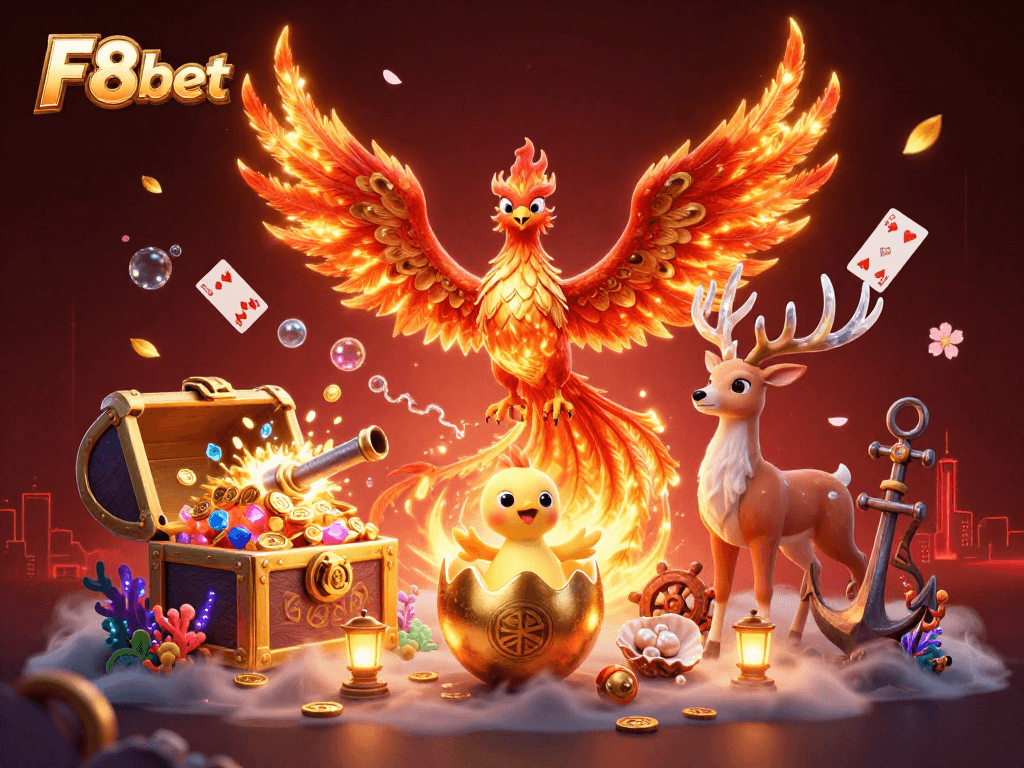 Experience thrilling gaming excitement at F8bet with vibrant phoenix, games, and treasures!