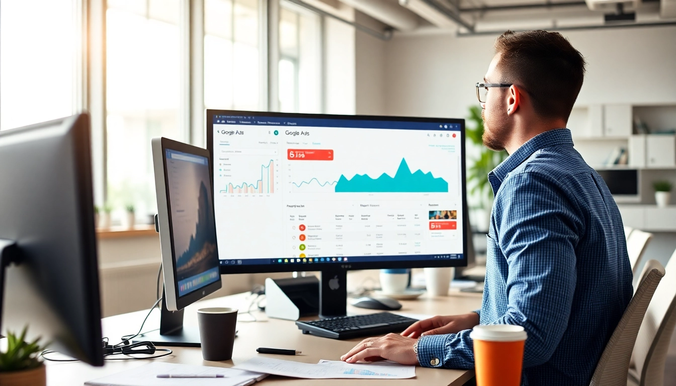 Engaging view of a team working at a google ads agency Melbourne, analyzing performance metrics.