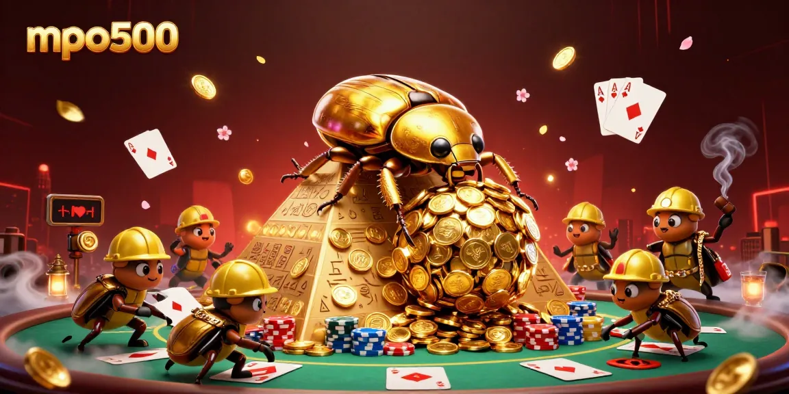 Experience thrilling gameplay with mpo500 as golden beetles bring casino elements to life.