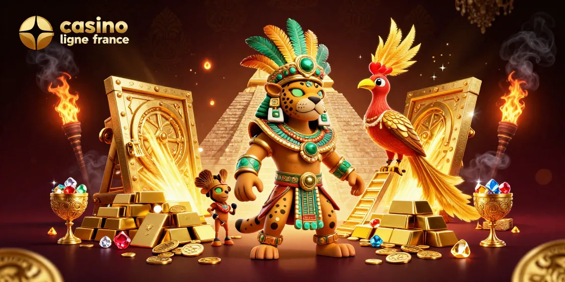 Jouez au casino en ligne France avec une illustration de jaguar et trésor doré.