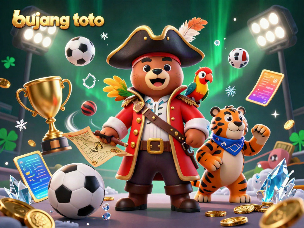 Experience the thrill of bujang toto with engaging characters and dynamic sports betting elements in this vibrant illustration.