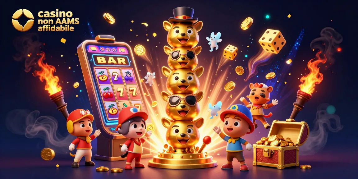 Giocando nei migliori casino non AAMS affidabile, una scena vivace con simboli classici e gioia festosa.