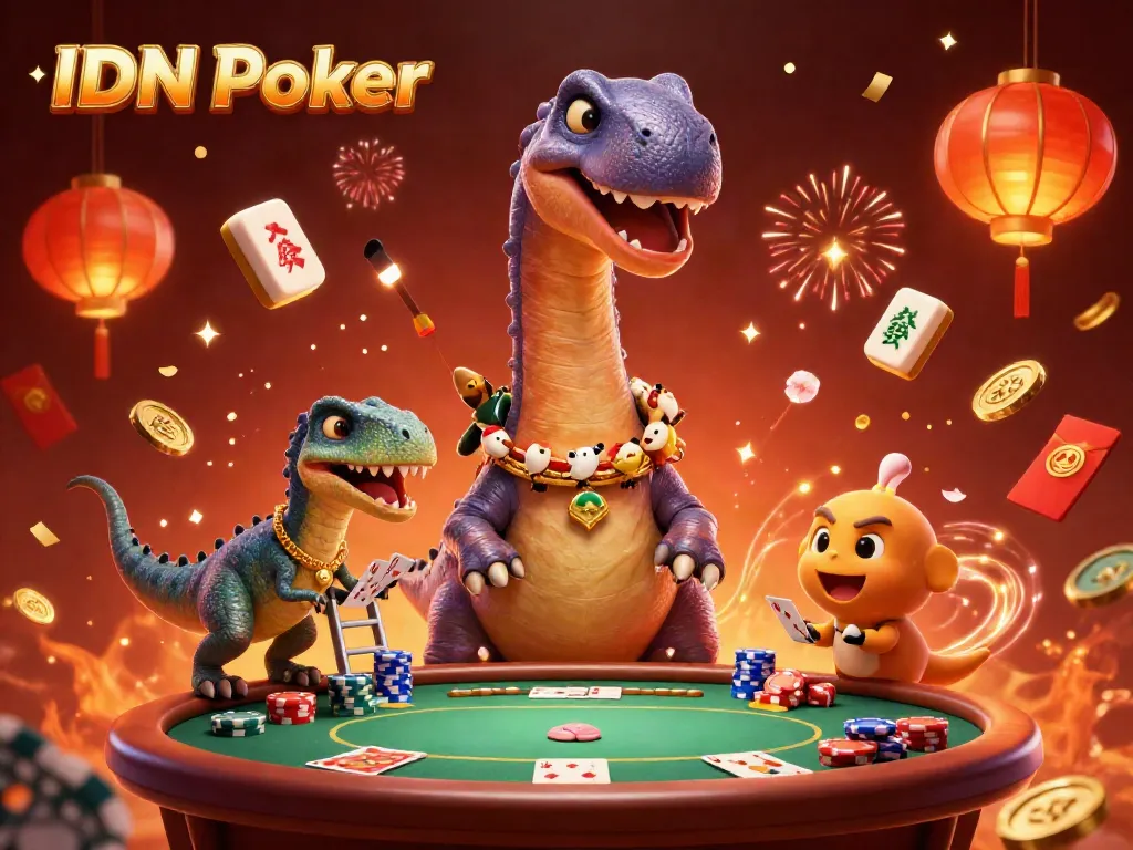 Experience IDN Poker at a vibrant casino scene with playful characters and exciting elements!