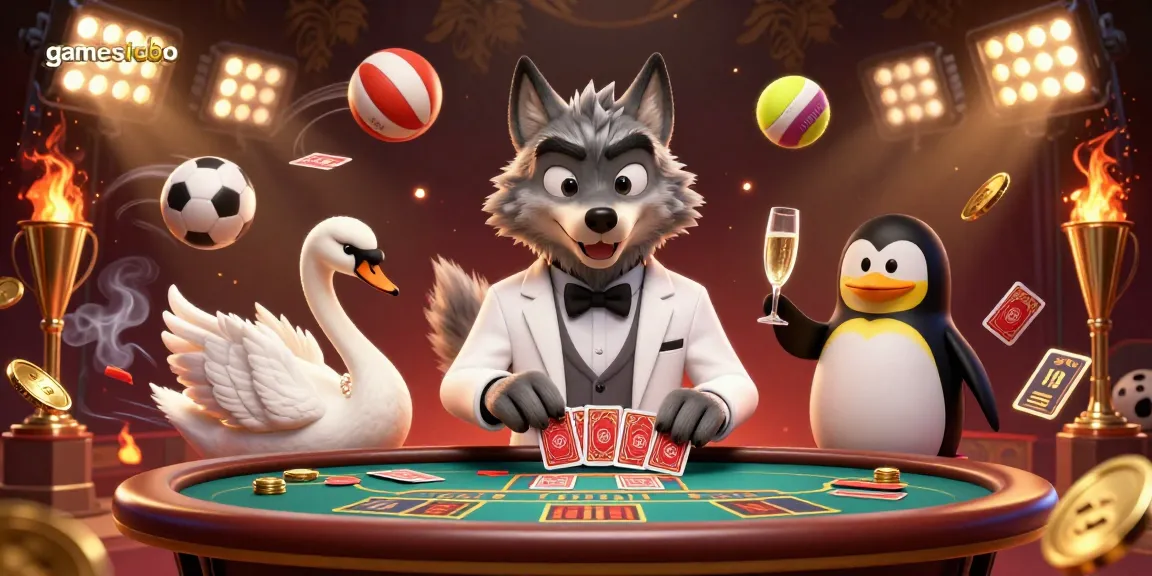 Experience the excitement of gamesicbo with a vibrant casino scene featuring a debonair wolf and elegant characters.