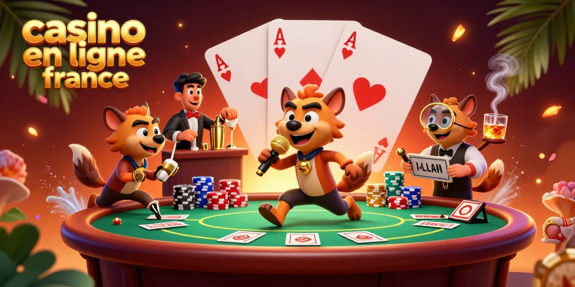 Animation captivante de hyènes dans un club de casino avec humour, casino en ligne france en vedette.