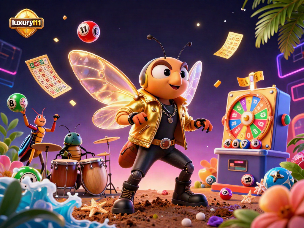 Experience the vibrant energy of luxury111 with dynamic casino elements in this rich, 3D illustration.