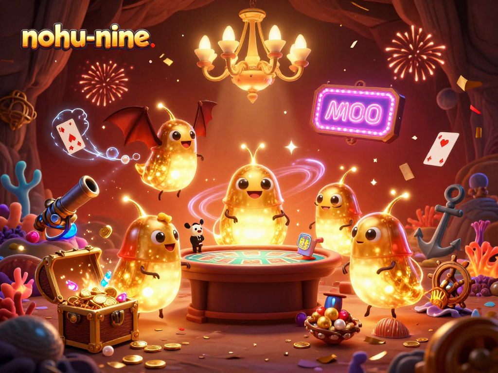 Experience thrilling games at nohu-nine, with glowing glowworms in a vibrant casino scene.