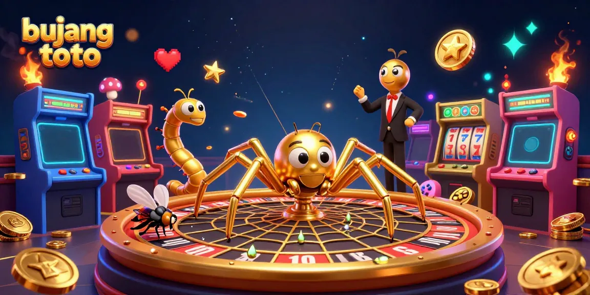 Experience the thrill of bujang toto with vibrant casino elements and animated characters in an enchanting web scene.