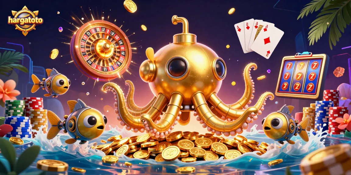 Experience exciting gameplay with hargatoto's golden kraken amidst lavish casino elements.