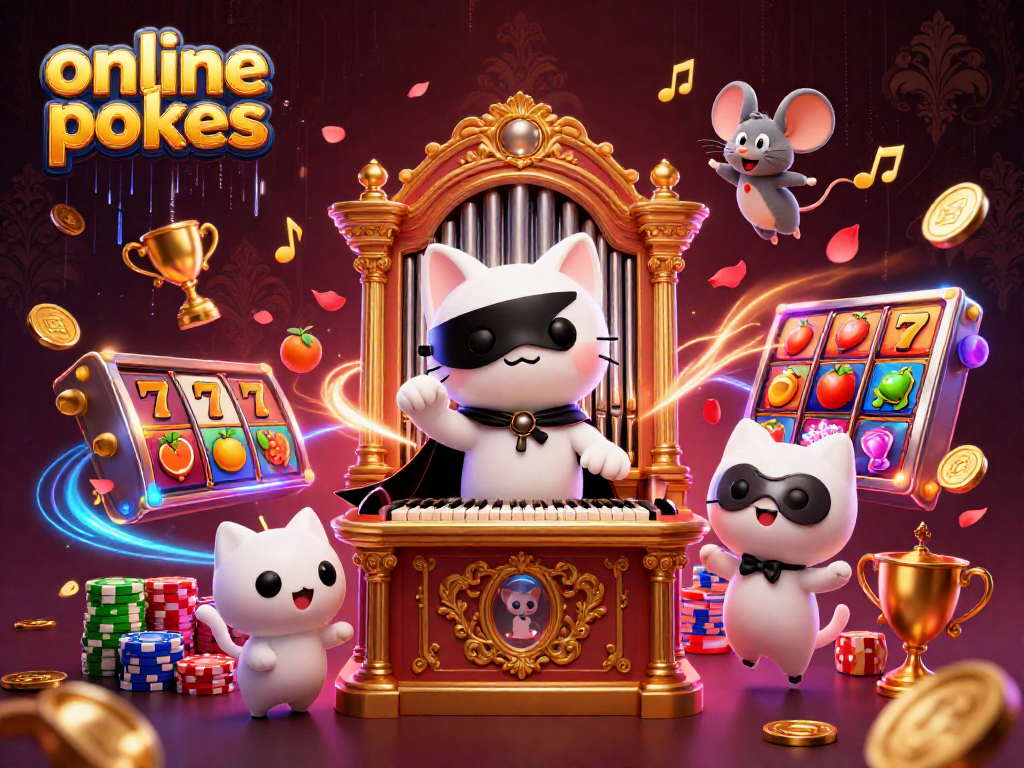 Spin online pokies with vibrant characters and golden elements in a dynamic casino scene.