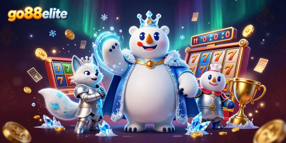 Experience exciting slot games at go88elite with a charming ice king and fox in a dazzling scene.