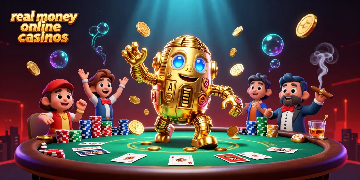 Experience thrilling gaming at real money online casinos with gold golem and vibrant poker elements