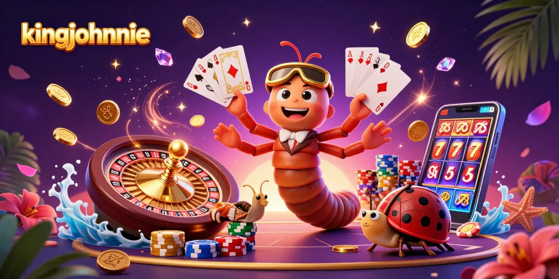 kingjohnnie vibrant casino scene with a millipede dealer and colorful poker elements