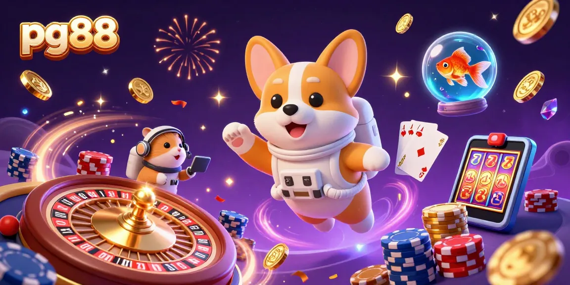 Experience thrilling gaming dynamics with pg88 in a zero-gravity casino scene with vibrant characters.