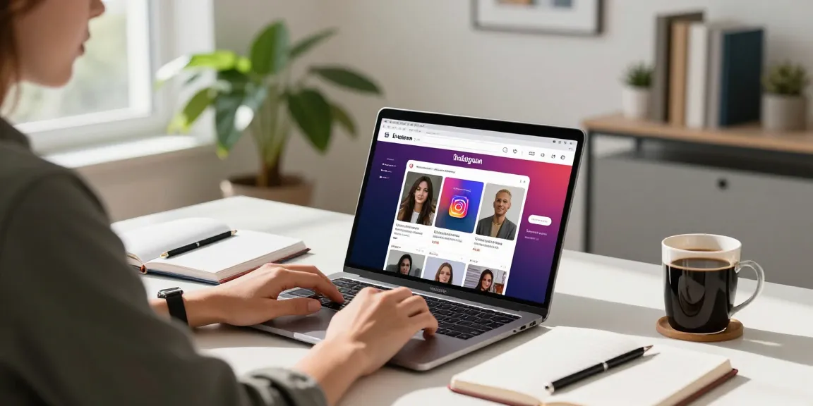 Individual using insanony tool on a laptop in a modern home office.