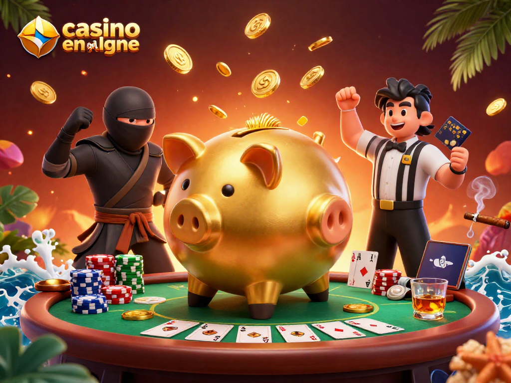 Profitez de l'excitation du casino en ligne France avec cette scène dynamique de personnages hauts en couleur jouant aux cartes.