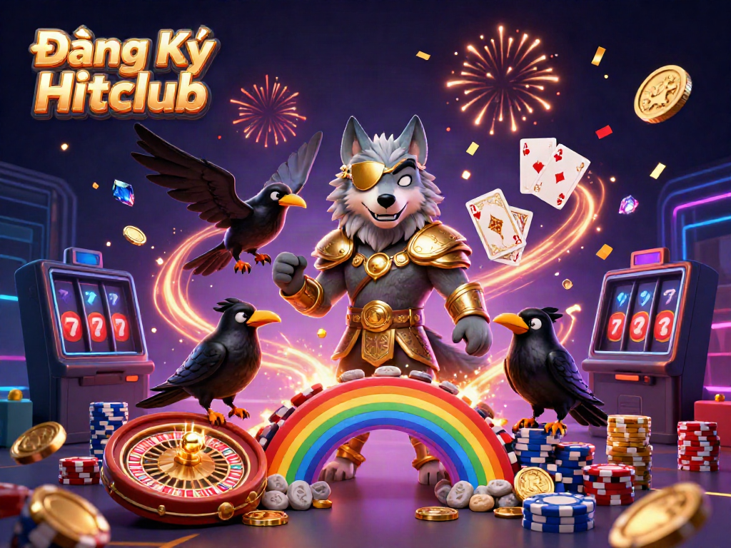 Spin and win at Đăng Ký Hitclub with epic 3D casino celebration featuring Odin and ravens!