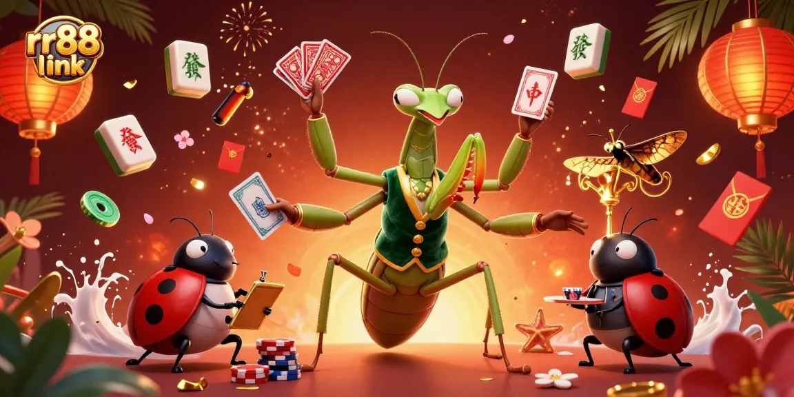 Win with rr88 link by exploring a vibrant cartoon casino scene filled with dynamic gambling elements.