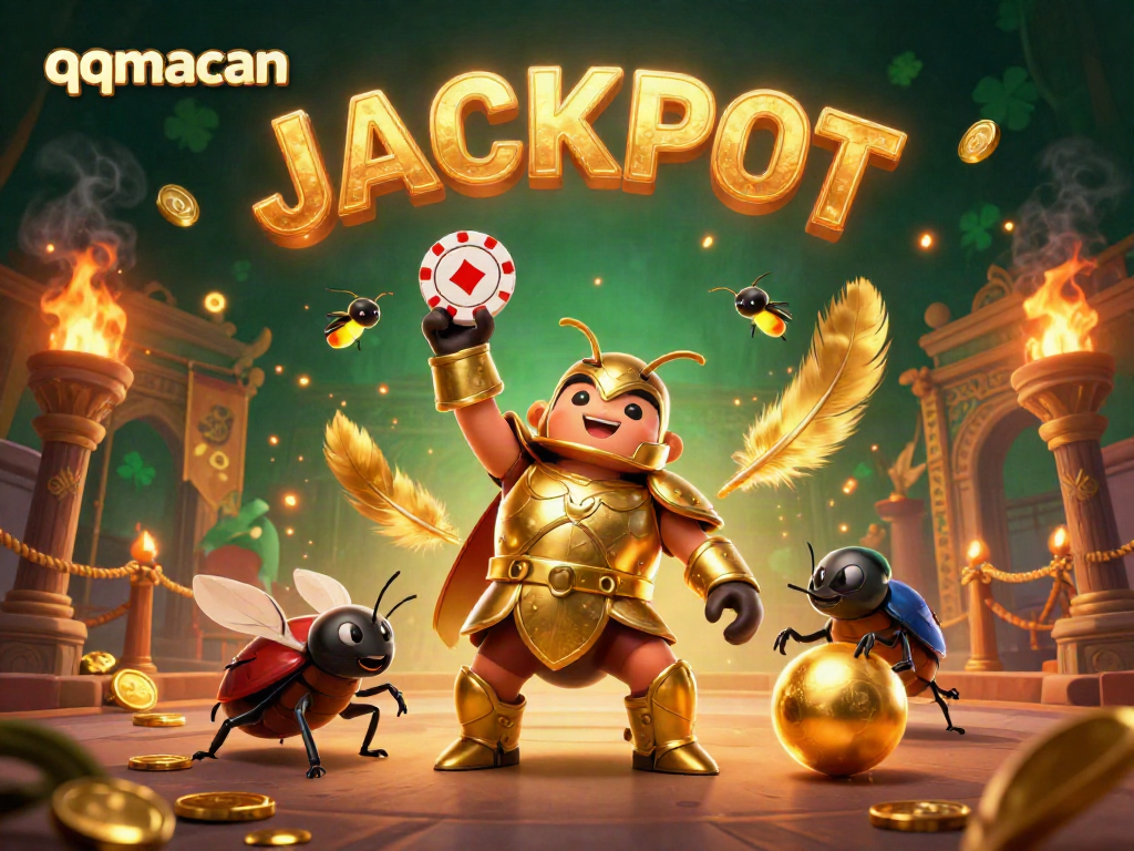 Experience thrilling wins with qqmacan as the hercules beetle celebrates a jackpot victory in an exciting casino arena.
