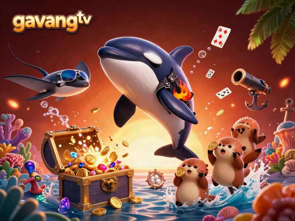 Experience high-speed betting action with gavangtv, featuring vibrant underwater casino elements and sea life.