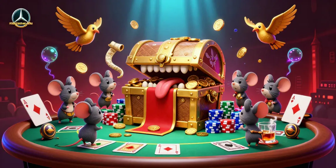 Engage in the world of mercedes-nohu with a vibrant casino adventure featuring a treasure chest and poker elements.