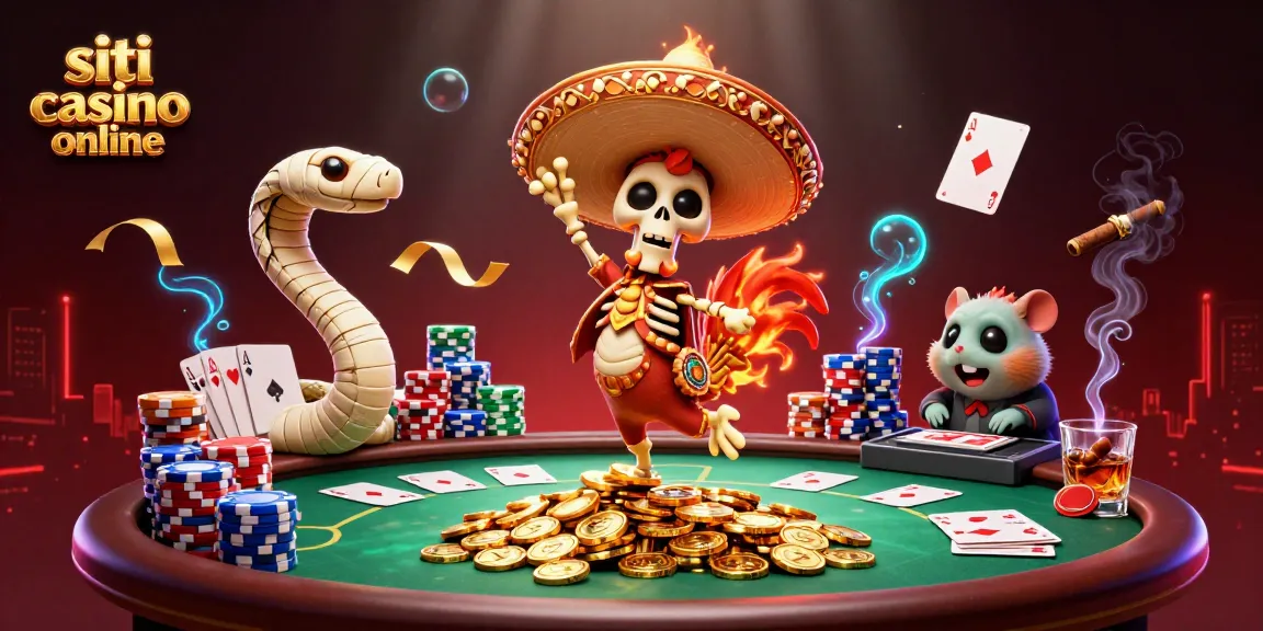 I siti casino online offrono danza vincente del gallo mariachi tra fiches e carte da poker.
