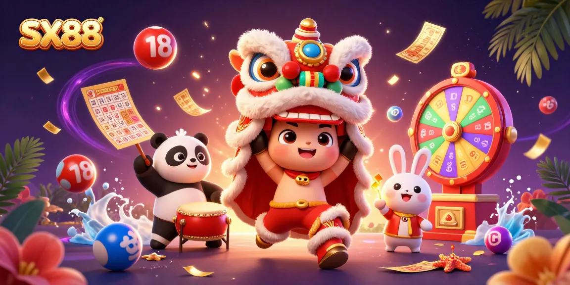 SX88 enhances gaming excitement with vibrant illustrations of lucky lottery elements and a festive atmosphere.
