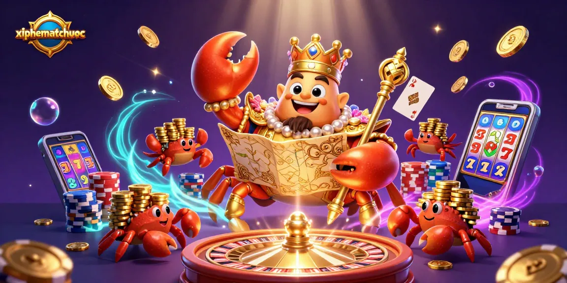 Engage in xiphematchuoc as the golden crab emperor orchestrates a vibrant casino atmosphere full of treasures.
