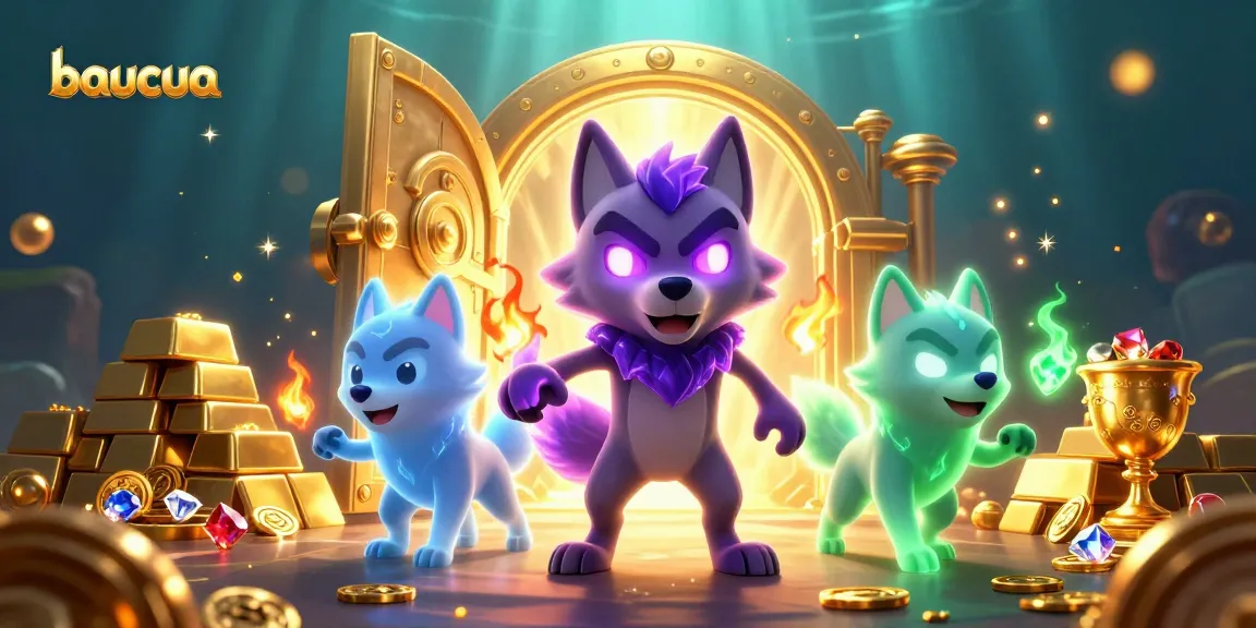 Experience the thrill of baucua as spectral wolf leaders unveil treasures in a vibrant underwater scene.