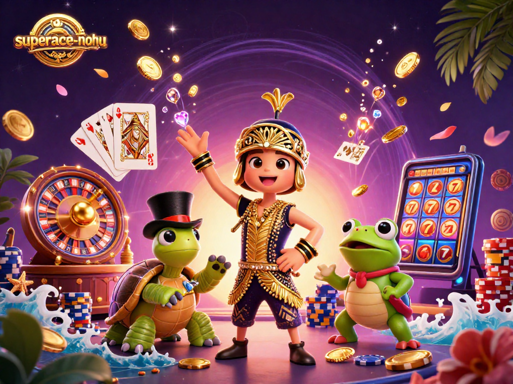 Experience the thrill of superace-nohu with a vibrant scene showcasing lavish characters and casino elements.