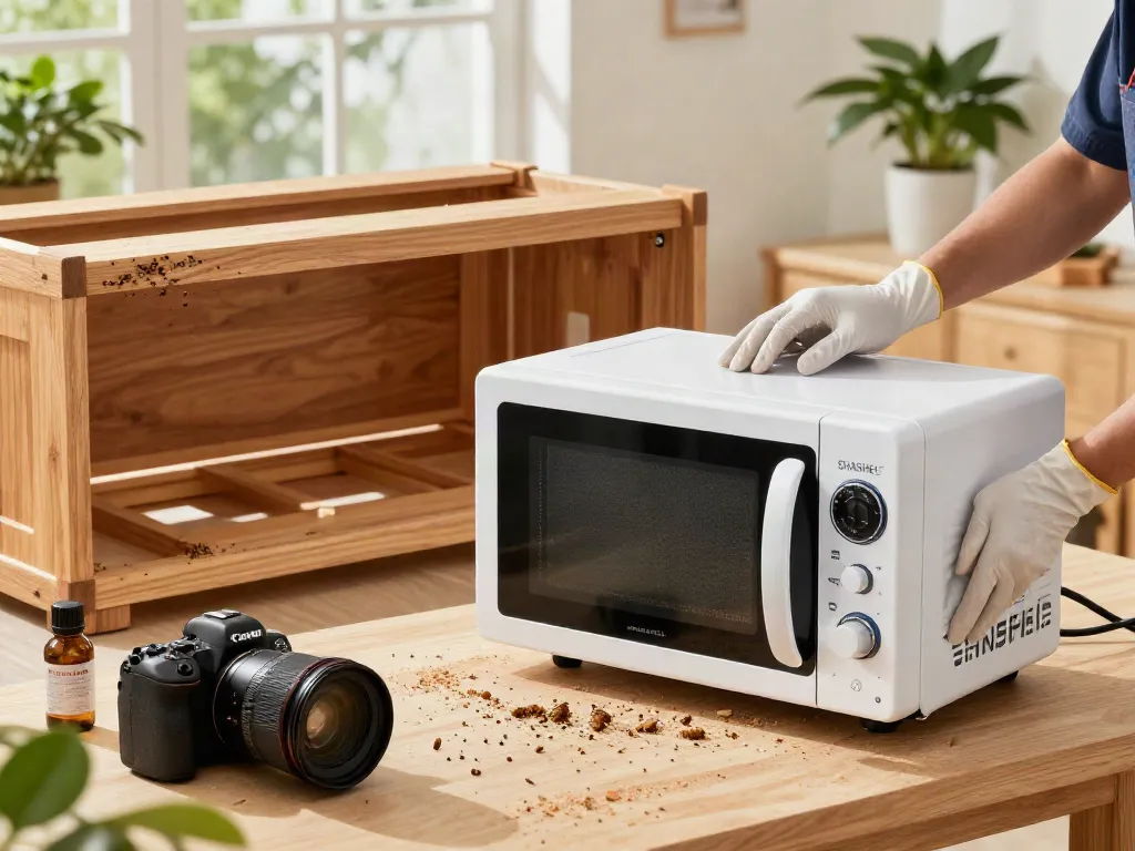 Efficient SHASHEL® microwave treatment for woodworm in a bright home environment.