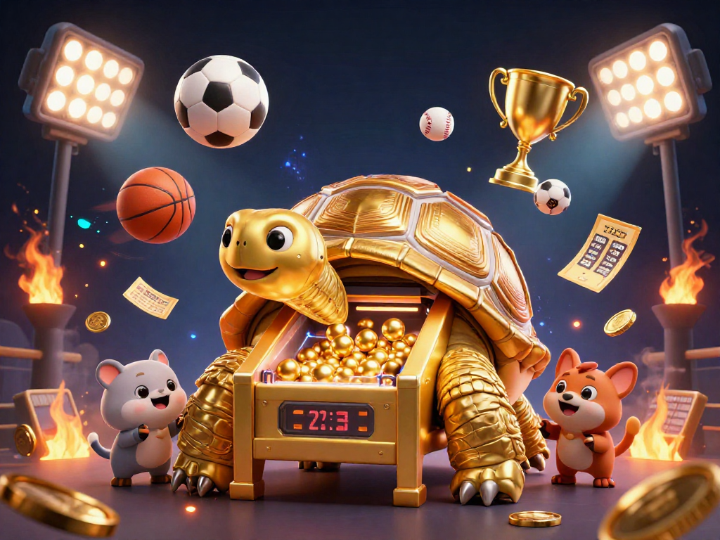 Experience thrilling action at mantra88 with a captivating illustration of a golden tortoise pinball machine amidst vibrant casino elements.