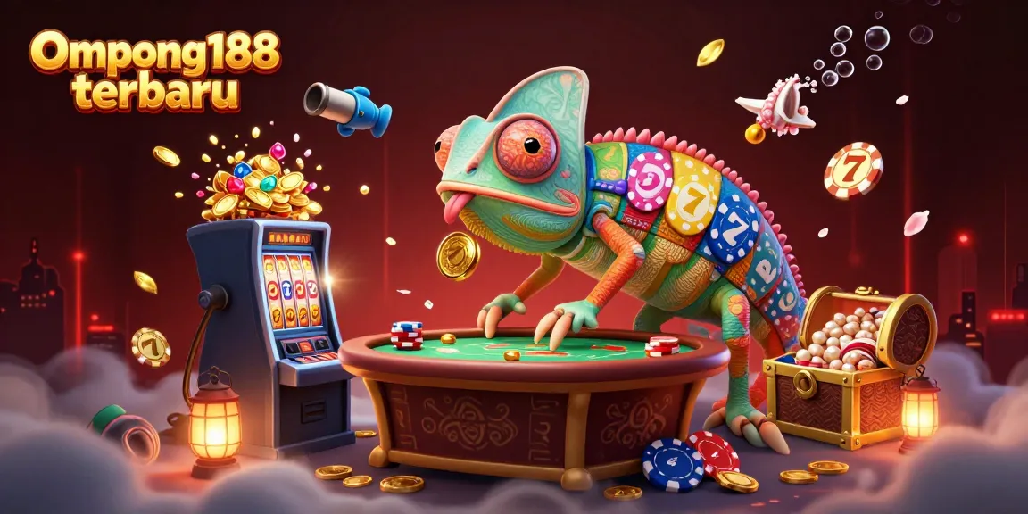 Ompong188 terbaru menghadirkan pemilik kasino chameleon besar di dunia 3D, dikelilingi oleh slot dan elemen permainan