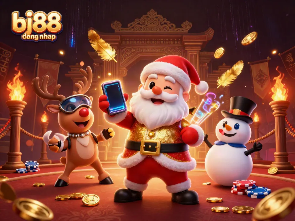 Experience the excitement of bj88 dang nhap with lively characters amidst vibrant casino atmosphere.