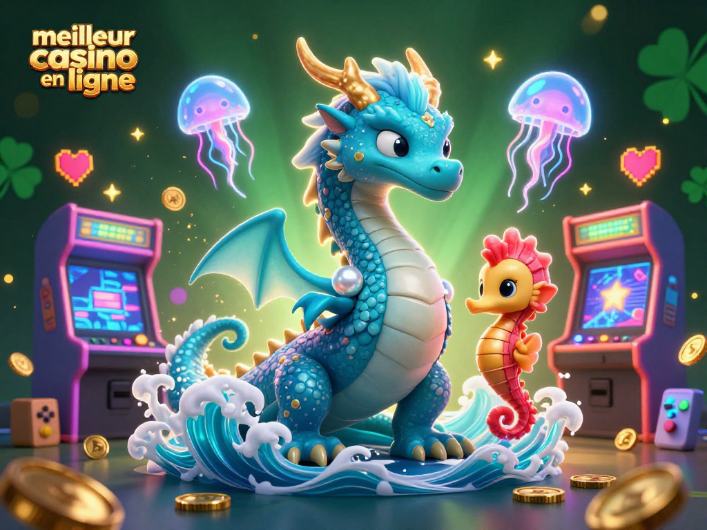 Découvrez le meilleur casino en ligne avec un dragon aquatique et des machines à sous colorées.