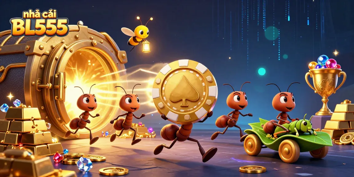 Experience an exciting adventure with the ants of nhà cái BL555 as they carry a giant poker chip through treasures.
