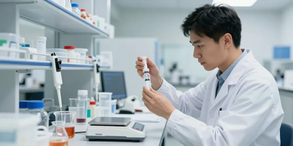 Using bac water for peptides in a modern lab environment for proper reconstitution.