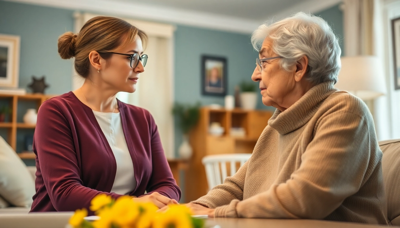 Engaging scene of an Enduring Guardian caring for an elderly person, reflecting trust and decision-making.