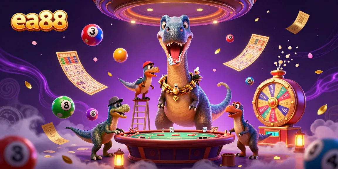 ea88's dynamic casino scene with a tall brontosaurus and clever raptor engaging players in exciting games.