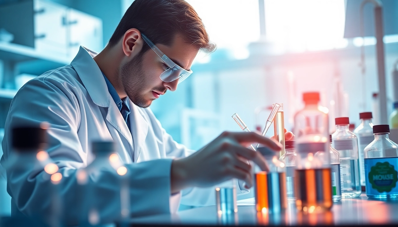 Explore third-party tested research peptides in a laboratory setting with a scientist at work.